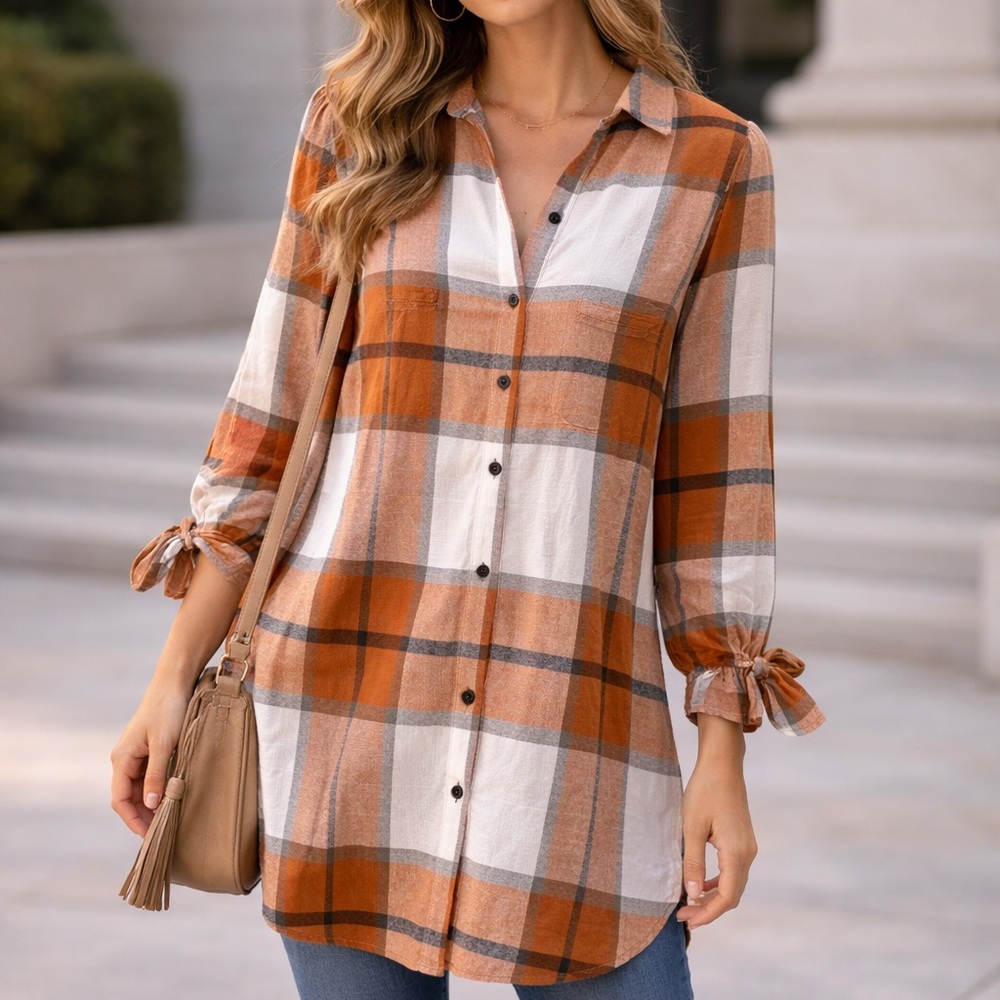 Liam & Co Plaid Button-Up Tunic / Dress